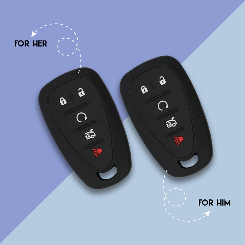Autobase Silicone Key Fob Cover for Chevy Malibu Camaro Trax Traverse Trailblazer Sonic Blazer Cruze Volt Equinox Spark | Car Accessory for Chevrolet | Key Protection Case 2 Pcs (Black) - Image 5